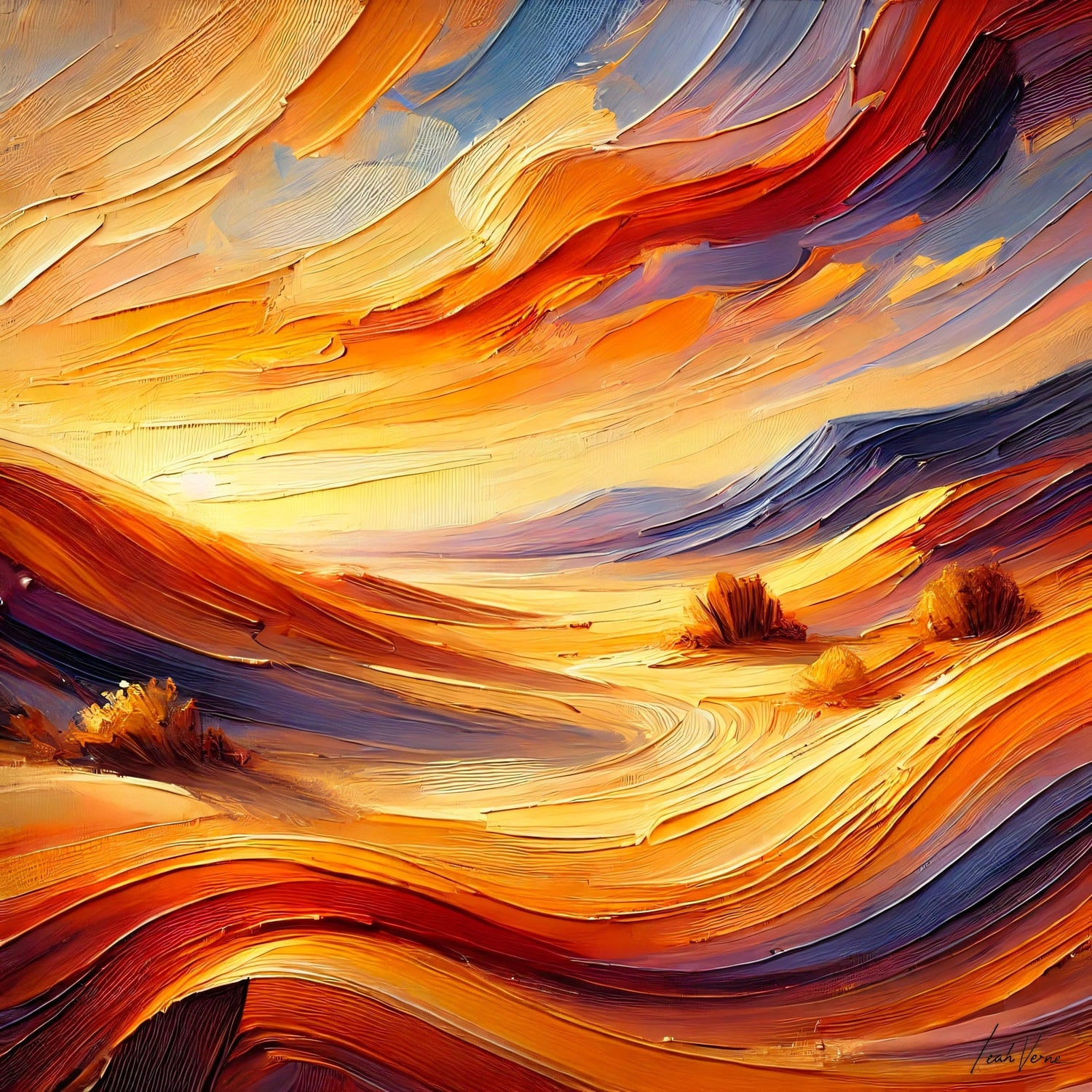 Desert Serenity Painting | Sunset Desert Landscape by Leah Verne