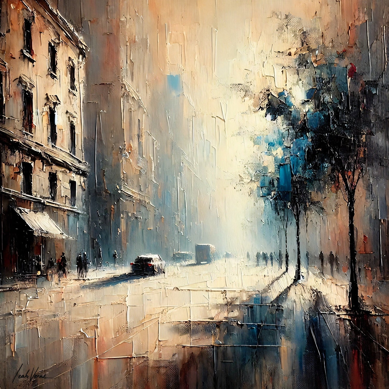 Whispering Shadows Painting | Atmospheric City Art by Leah Verne