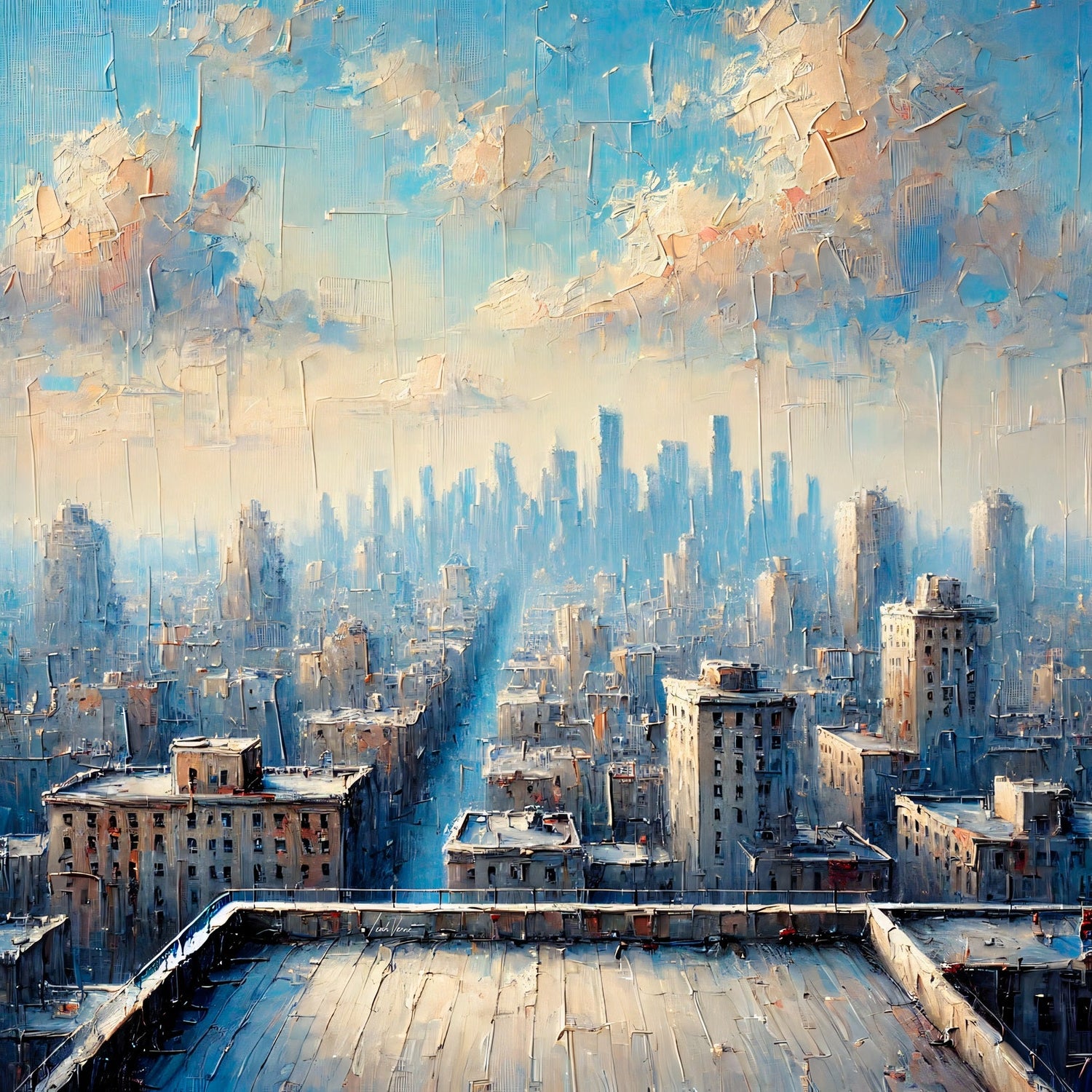 Urban Horizon Painting | Modern Cityscape by Leah Verne