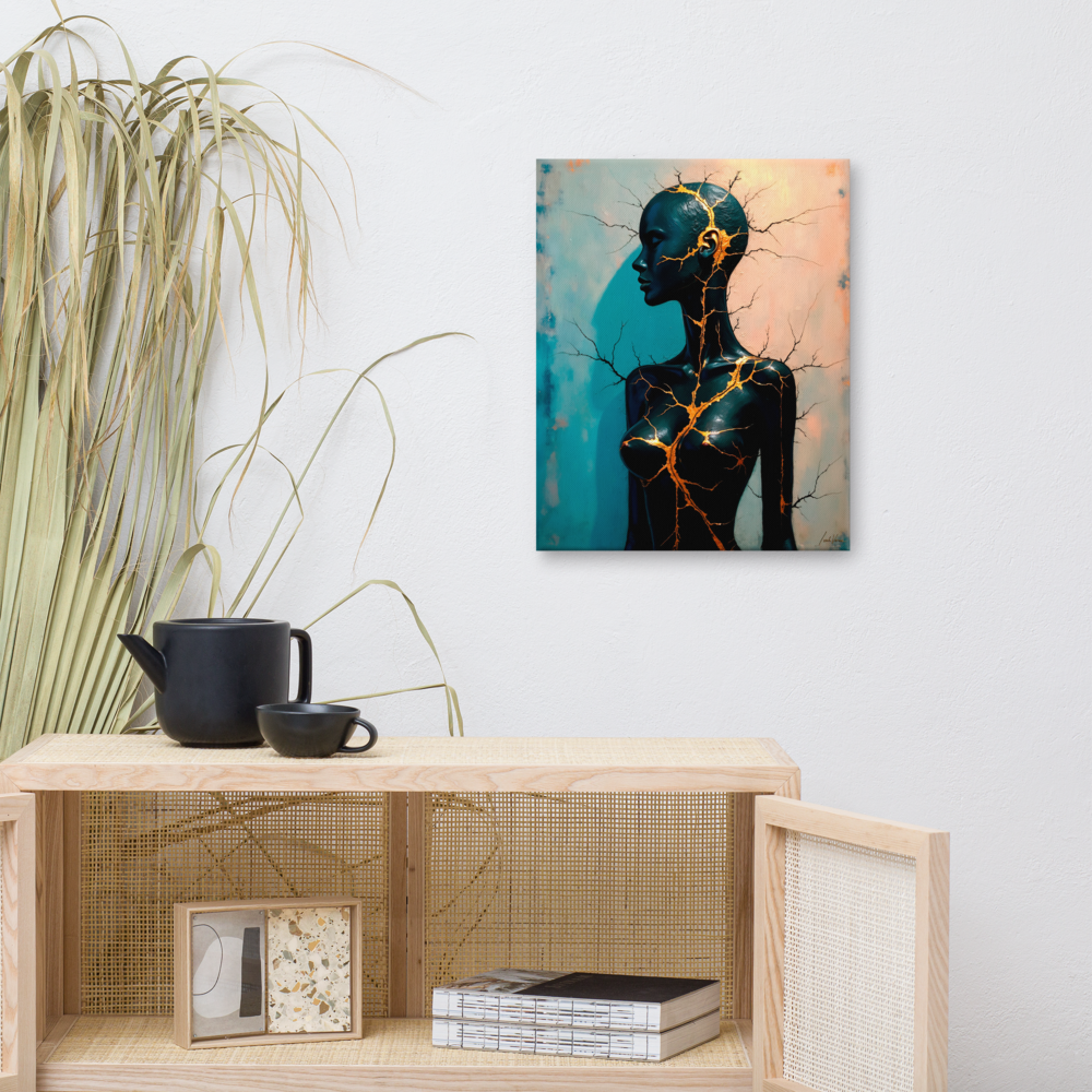 Golden Resilience – Kintsugi-Inspired Canvas Art by Leah Verne