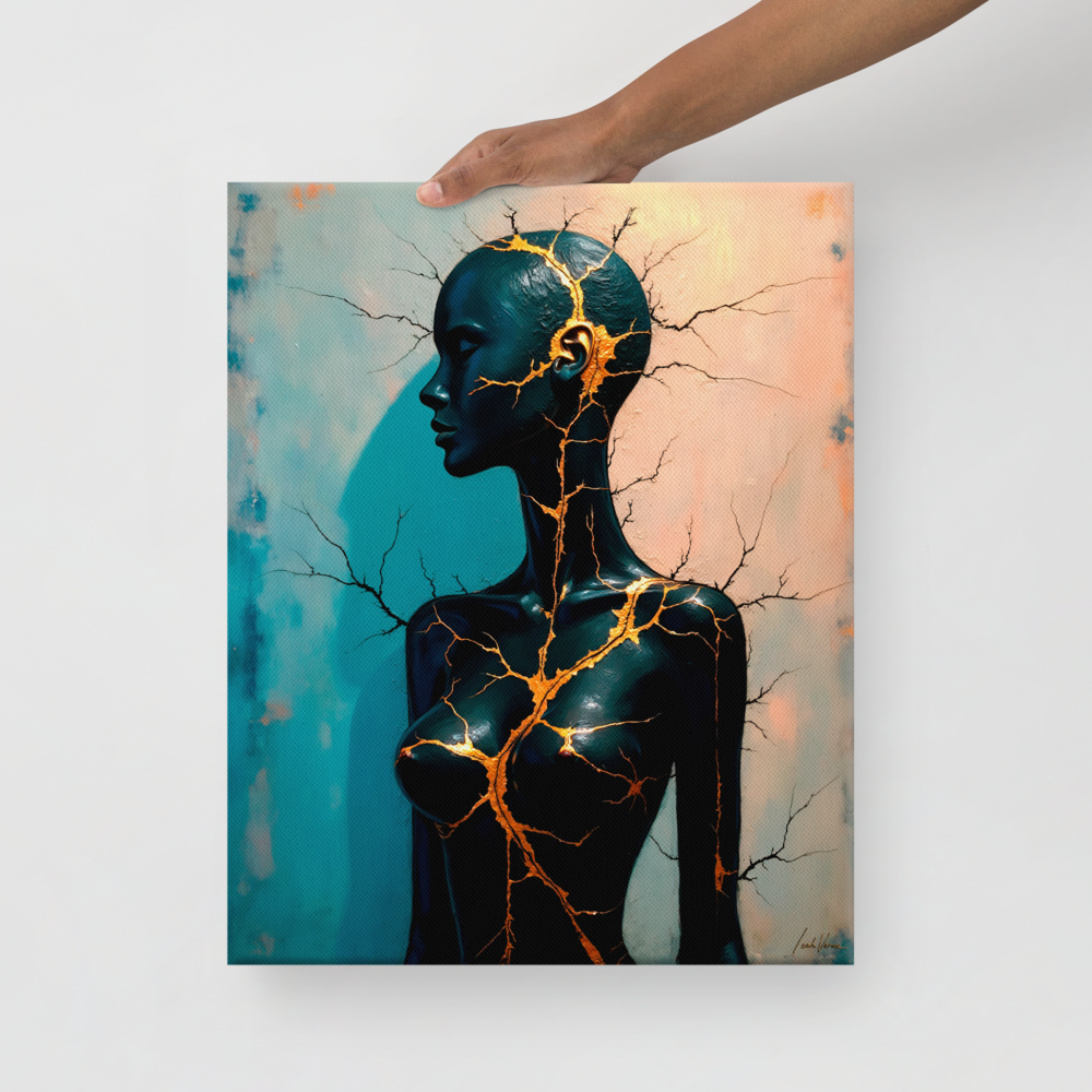 Golden Resilience – Kintsugi-Inspired Canvas Art by Leah Verne