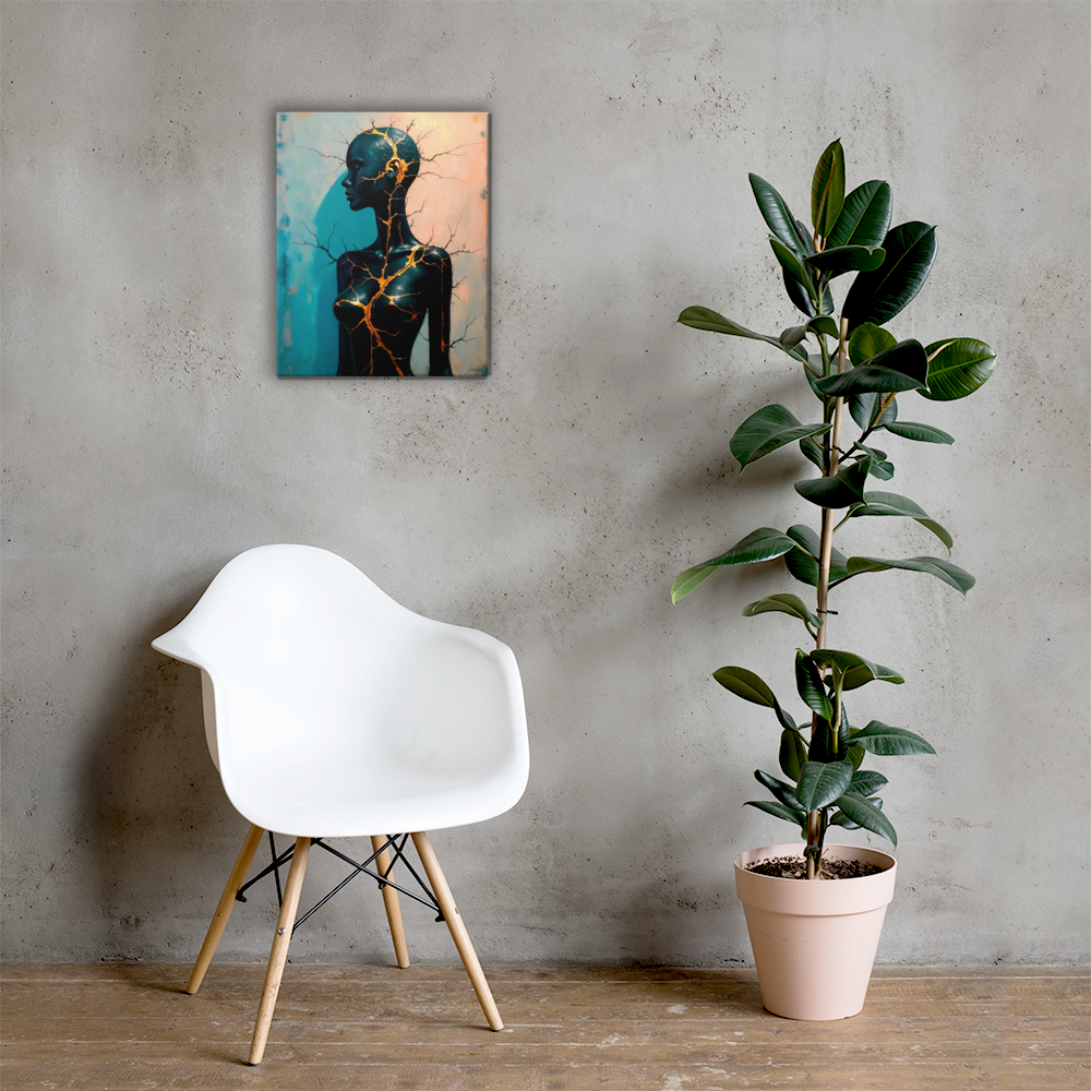 Golden Resilience – Kintsugi-Inspired Canvas Art by Leah Verne