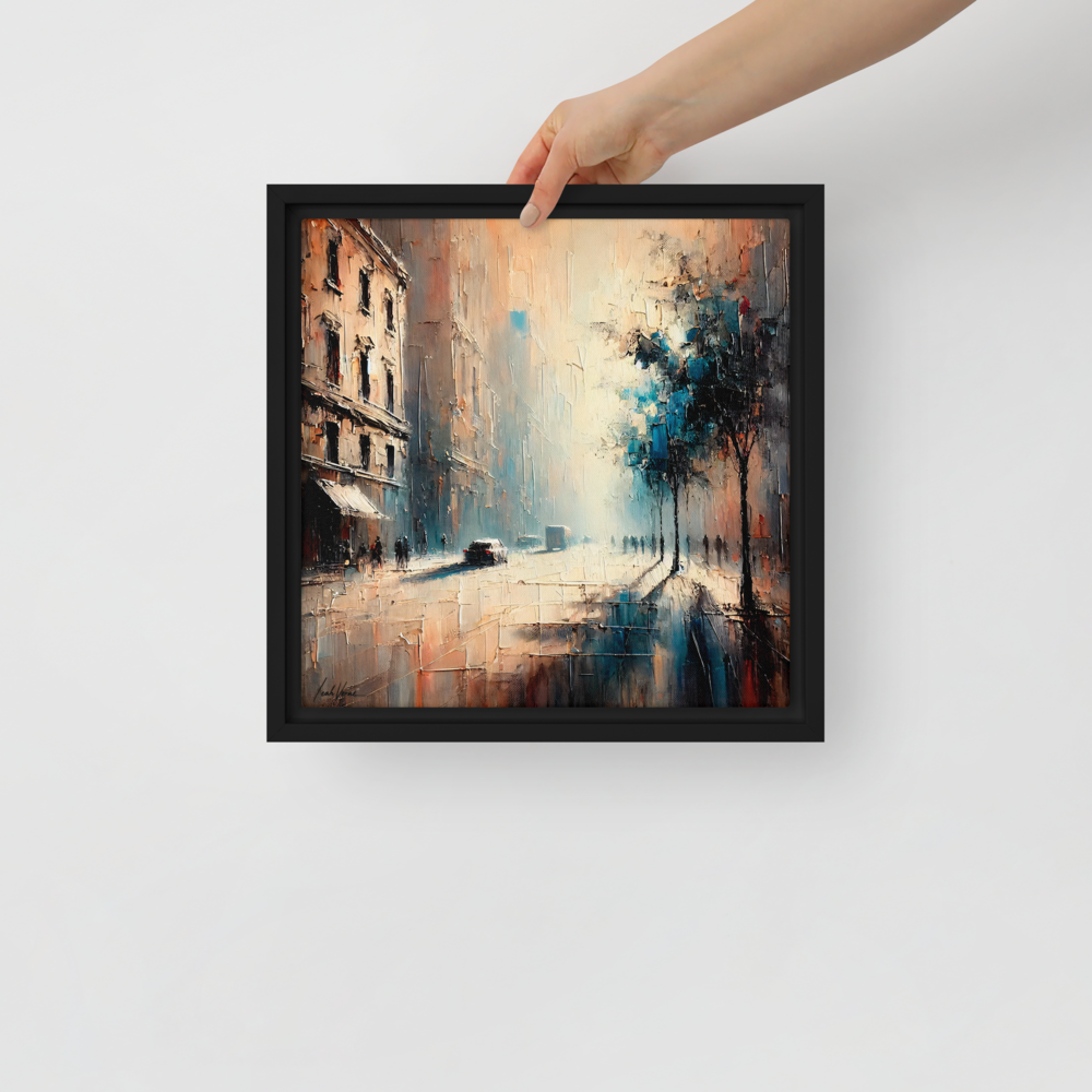 Whispering Shadows Framed Canvas | Mysterious Urban Art by Leah Verne