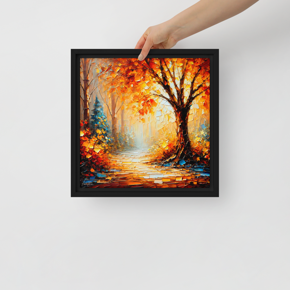 Autumn Pathway Framed Canvas | Tranquil Forest Art by Leah Verne