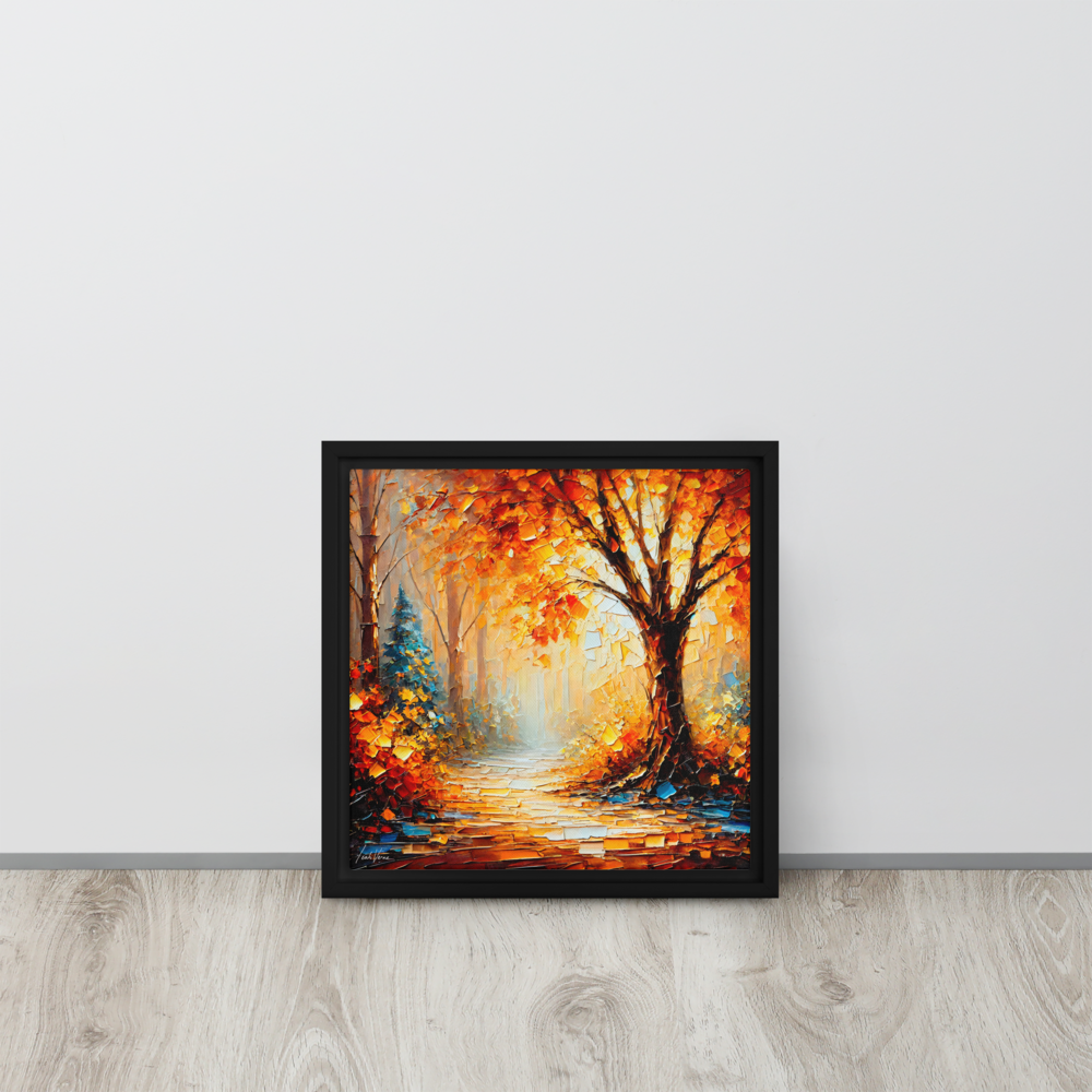 Autumn Pathway Framed Canvas | Tranquil Forest Art by Leah Verne