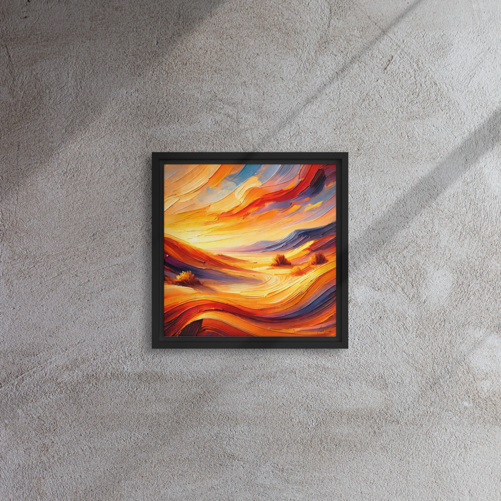 Desert Serenity Framed Canvas | Peaceful Sunset Landscape by Leah Verne