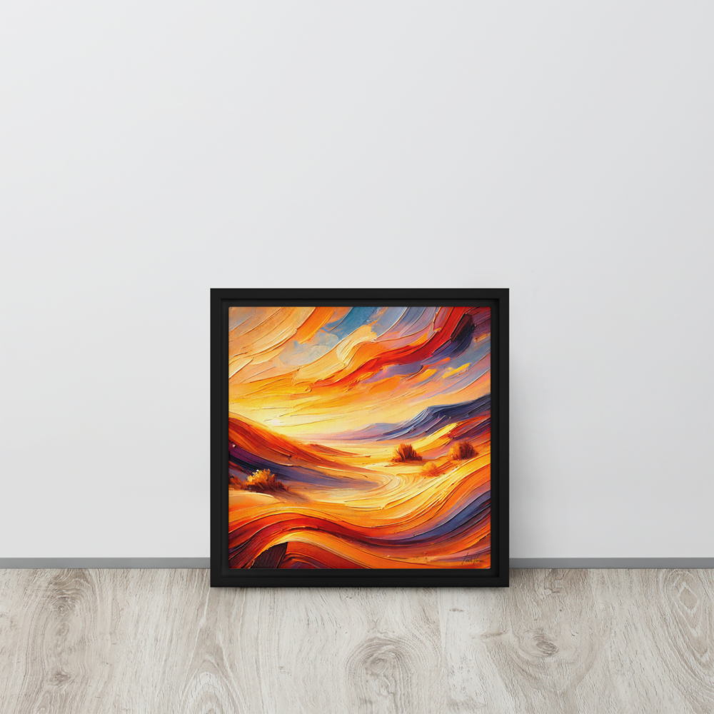 Desert Serenity Framed Canvas | Peaceful Sunset Landscape by Leah Verne