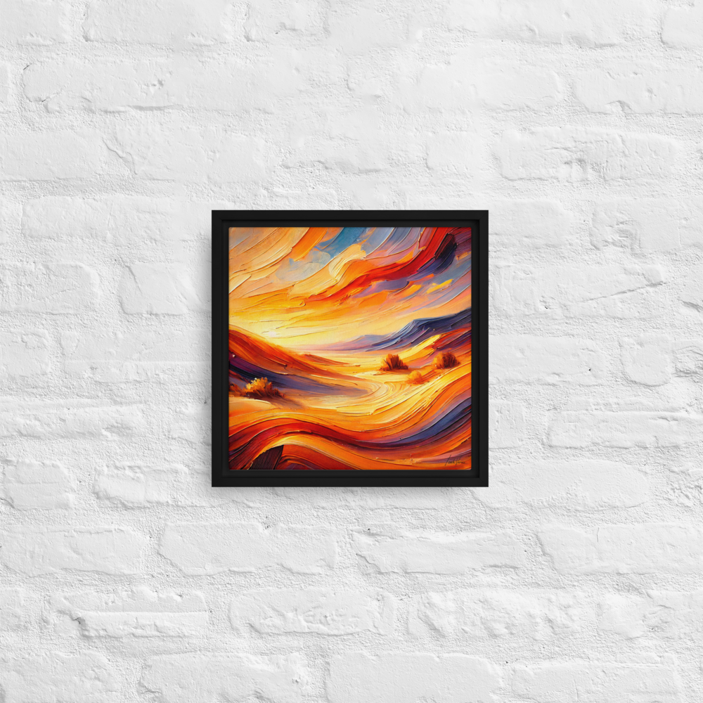 Desert Serenity Framed Canvas | Peaceful Sunset Landscape by Leah Verne