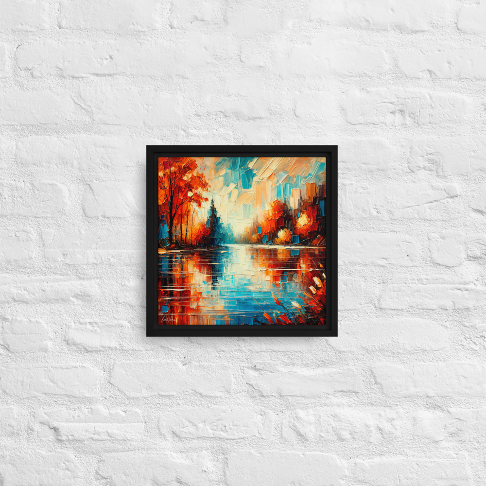 Tranquil Waters Framed Canvas | Peaceful Lake Scene by Leah Verne