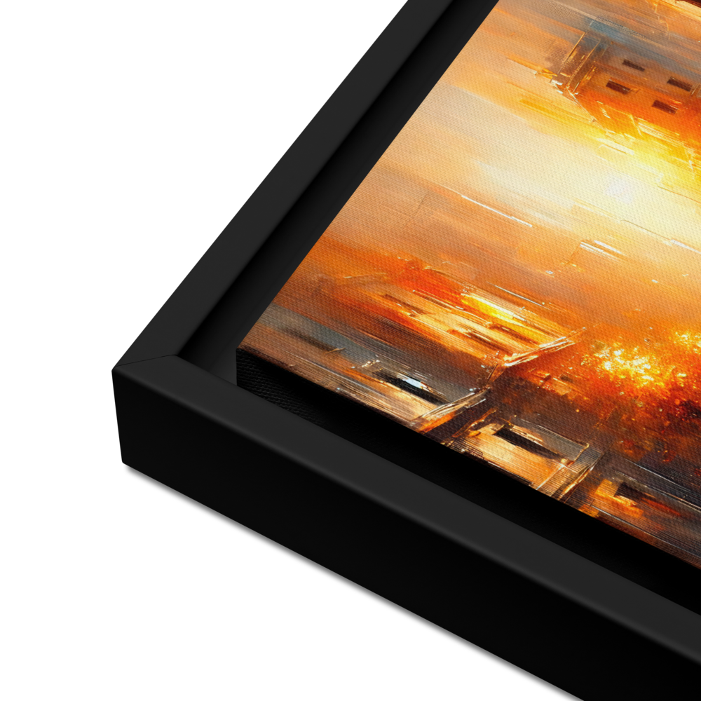 The Golden Hour Framed Canvas | Warm Urban Landscape by Leah Verne