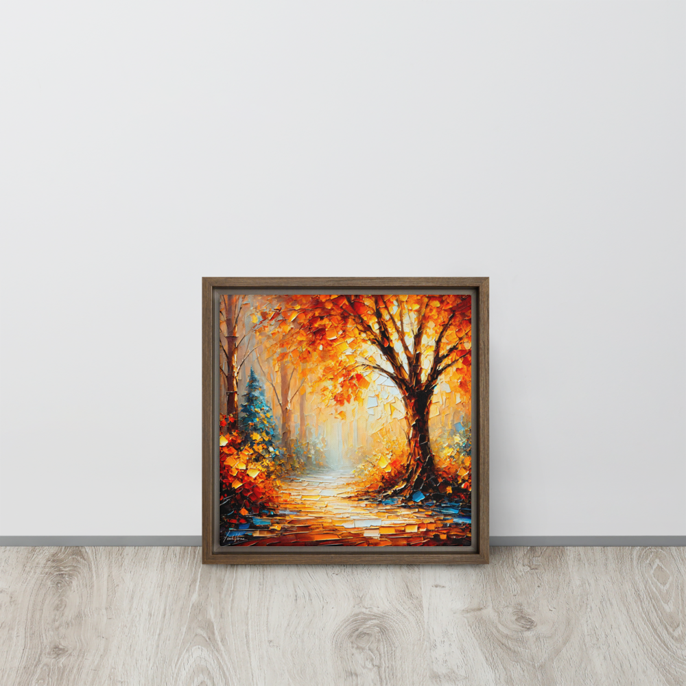 Autumn Pathway Framed Canvas | Tranquil Forest Art by Leah Verne