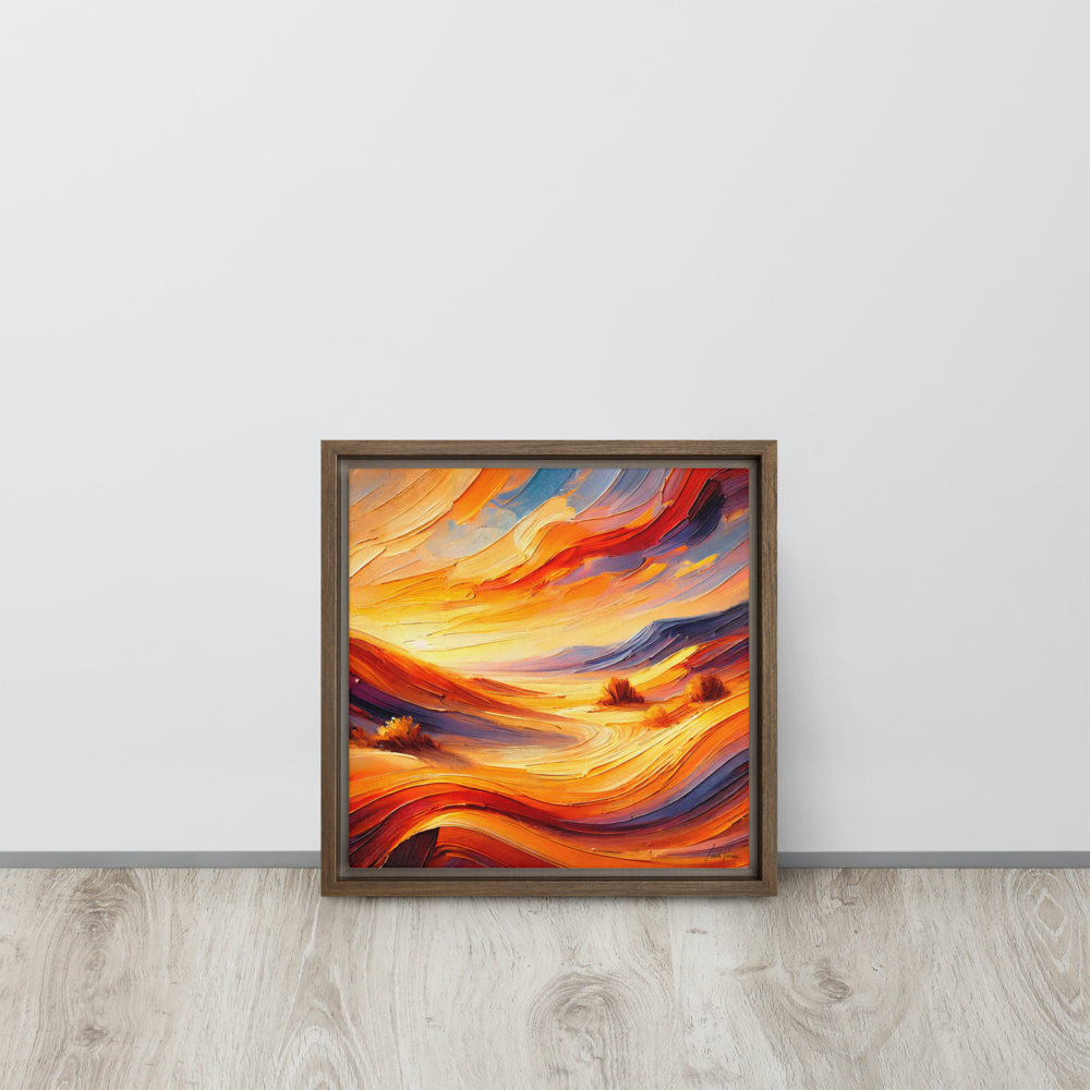 Desert Serenity Framed Canvas | Peaceful Sunset Landscape by Leah Verne