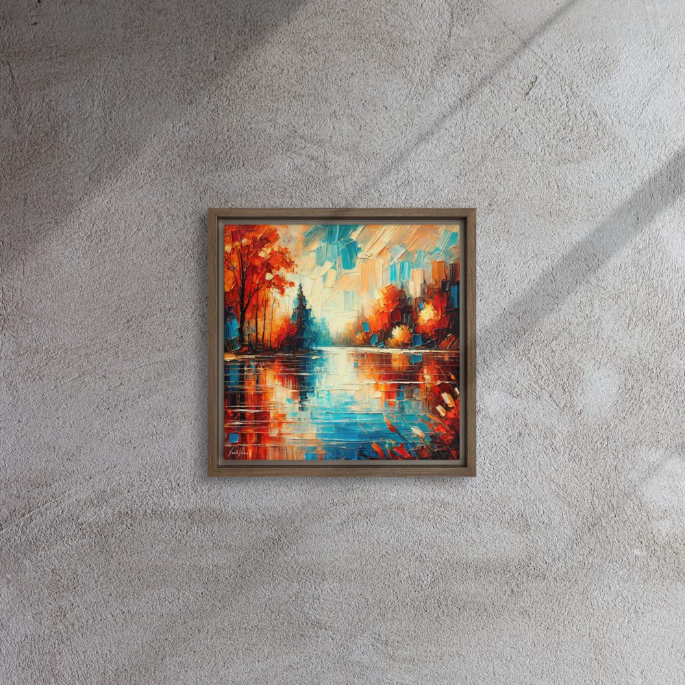 Tranquil Waters Framed Canvas | Peaceful Lake Scene by Leah Verne