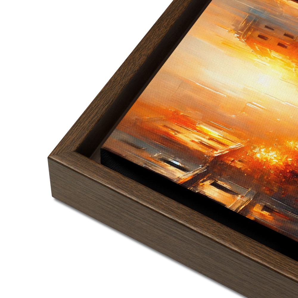 The Golden Hour Framed Canvas | Warm Urban Landscape by Leah Verne