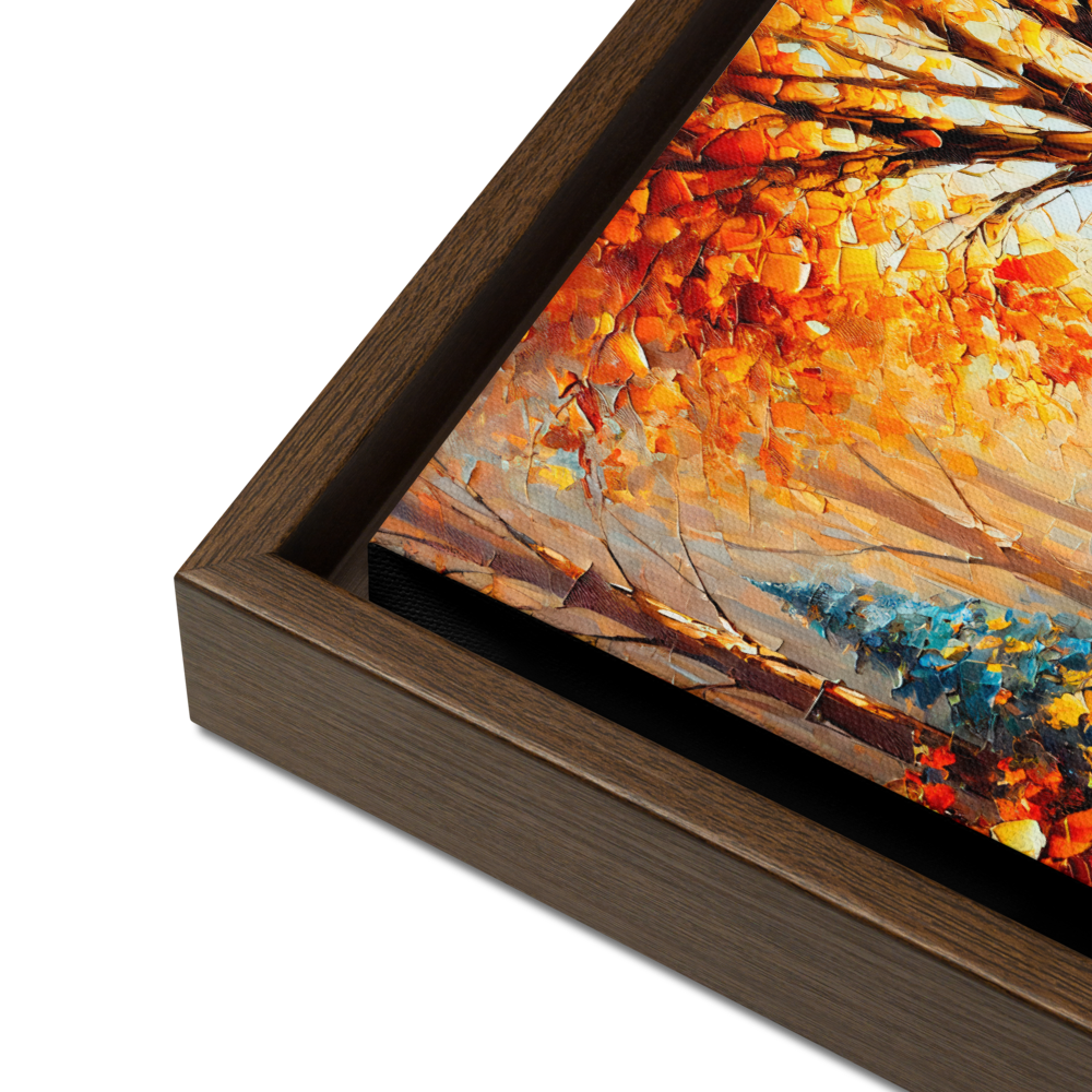 Autumn Pathway Framed Canvas | Tranquil Forest Art by Leah Verne