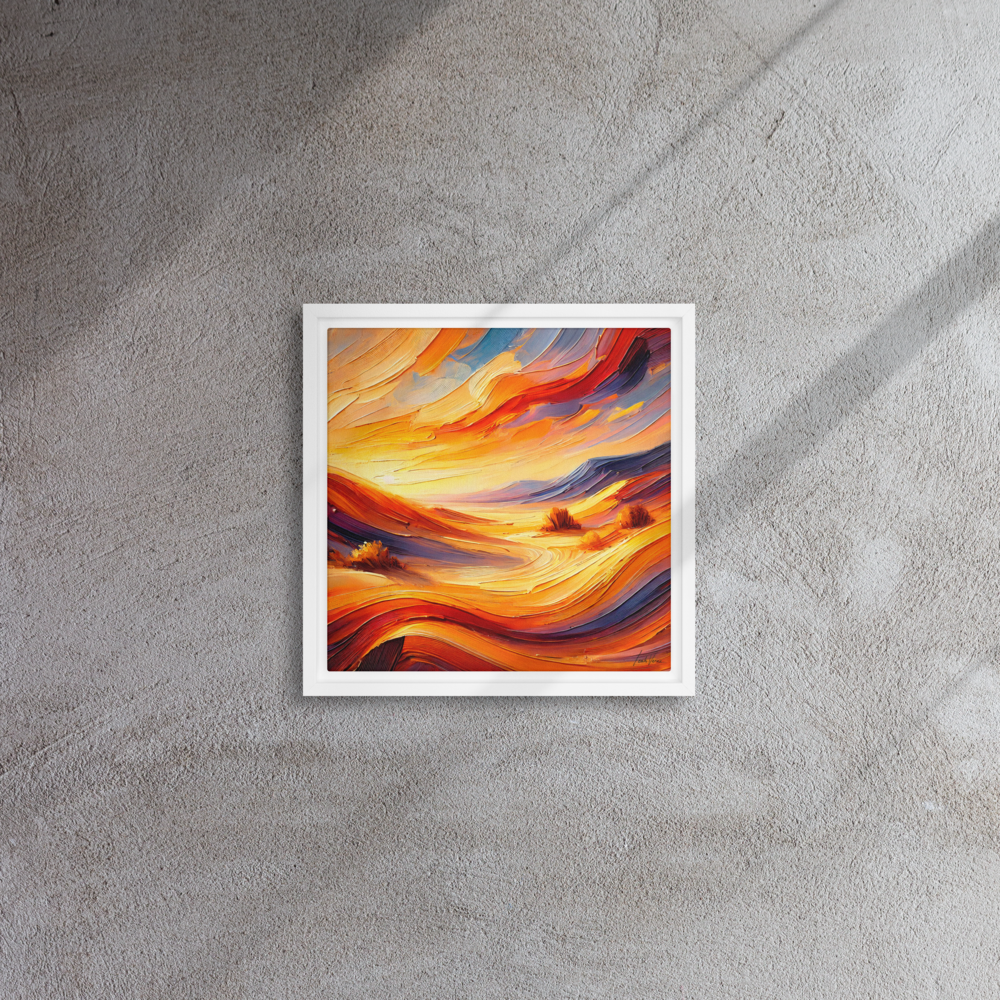 Desert Serenity Framed Canvas | Peaceful Sunset Landscape by Leah Verne