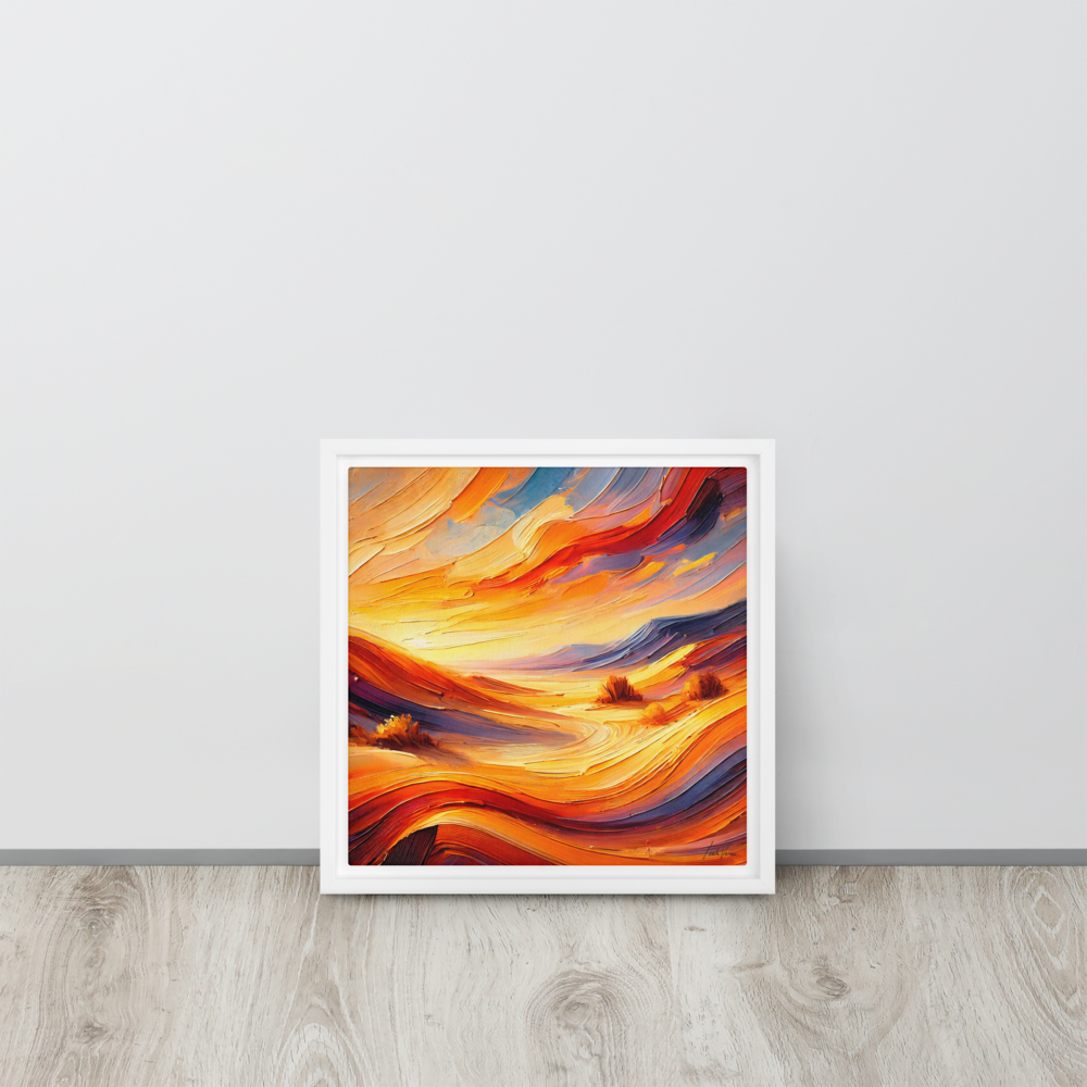 Desert Serenity Framed Canvas | Peaceful Sunset Landscape by Leah Verne