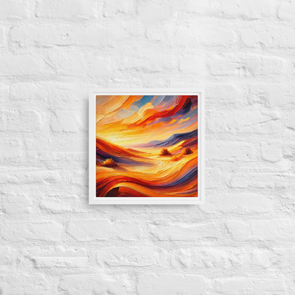 Desert Serenity Framed Canvas | Peaceful Sunset Landscape by Leah Verne