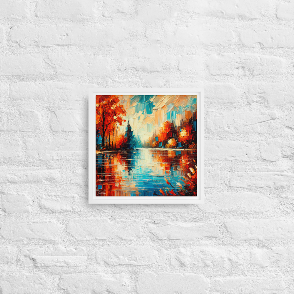 Tranquil Waters Framed Canvas | Peaceful Lake Scene by Leah Verne