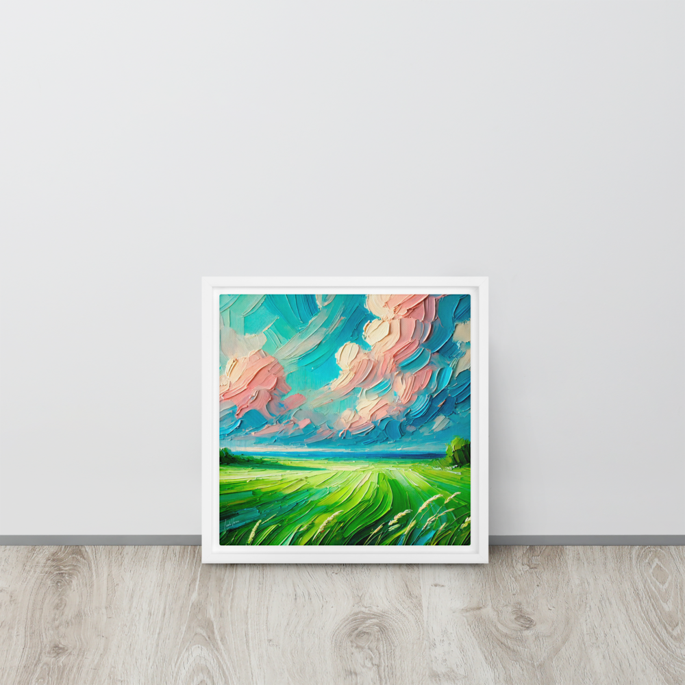 Blush of Dawn Framed Canvas | Serene Sunrise Art by Leah Verne