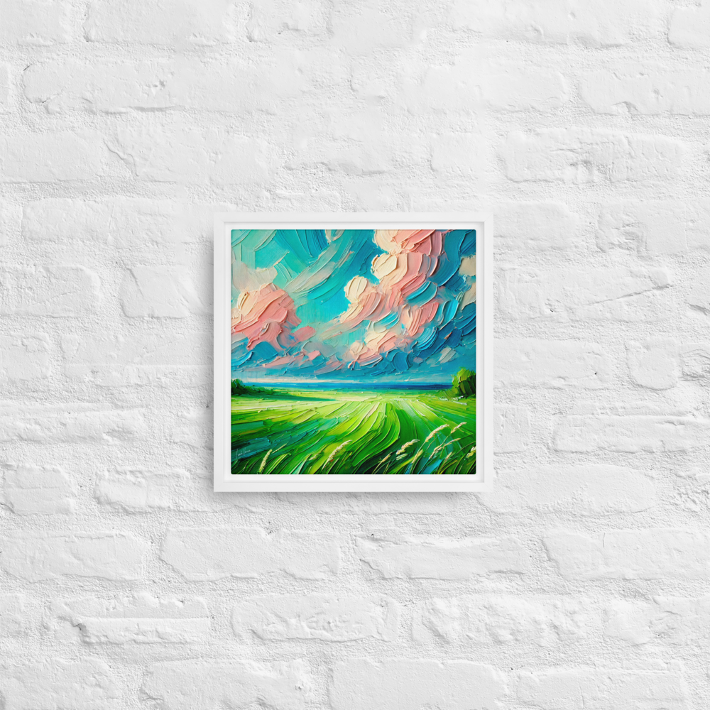 Blush of Dawn Framed Canvas | Serene Sunrise Art by Leah Verne