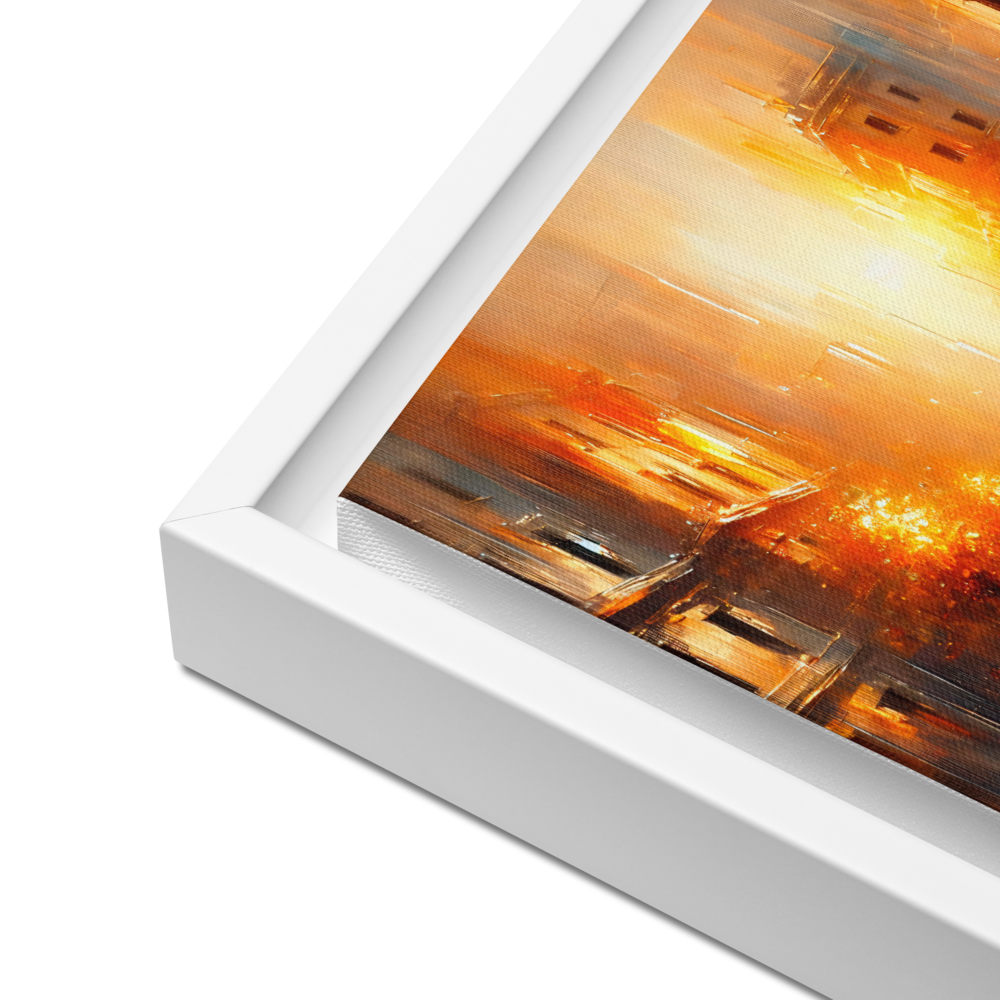 The Golden Hour Framed Canvas | Warm Urban Landscape by Leah Verne