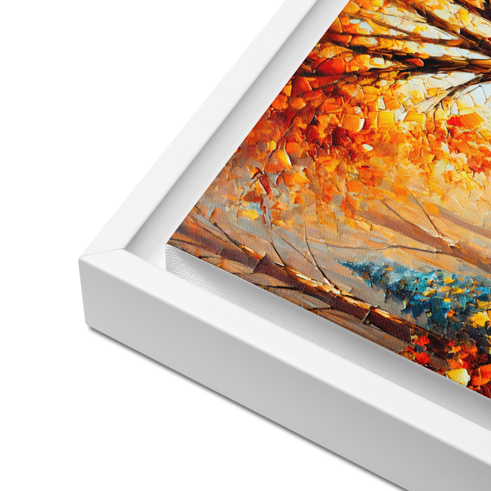 Autumn Pathway Framed Canvas | Tranquil Forest Art by Leah Verne